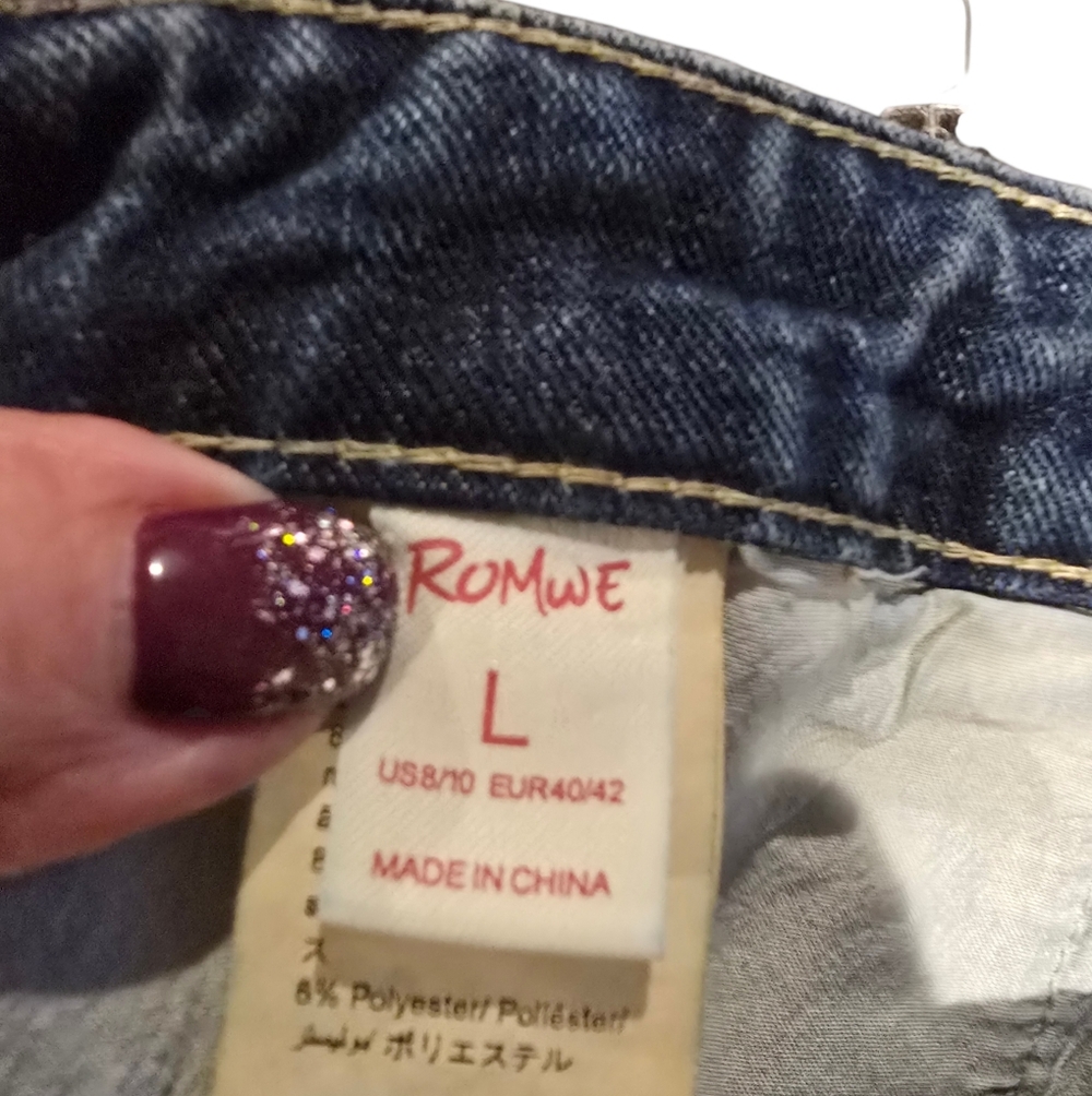 ROMWE Denim Star Western Cowgirl Midi Skirt Sz L - Picture 4 of 6